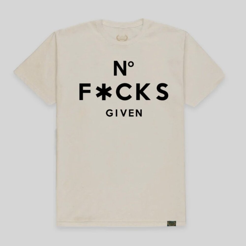 NEW! NO F*CKS GIVEN SAND COTTON TEE - Size Small